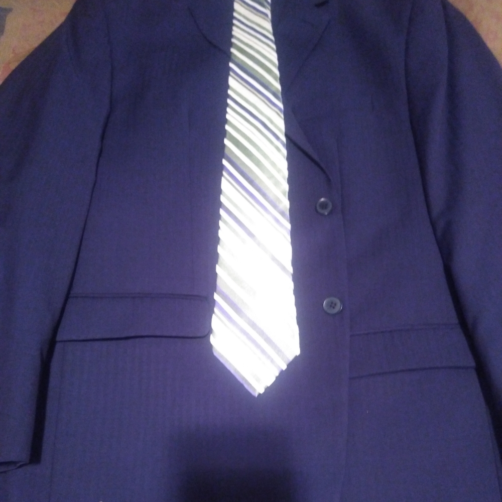 2 Button 50L 44/32 Navy Blue Suit. Pants are Flat front